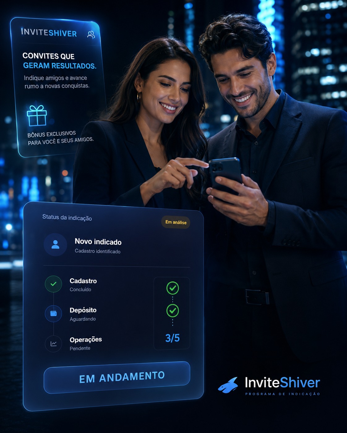 Traders acompanhando o progresso no Invite Shiver